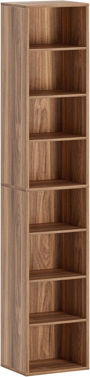 7 Furniture Tall Narrow Bookshelf 8 Tiers, Compact Corner Bookcase, Easy to Match for Living Room, Office, Study, Bedroom, White