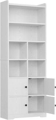 IRONCK 74.6 in Tall Bookshelf with Doors, Storage Shelves, White