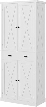 IRONCK Kitchen Pantry Storage Cabinet 72.6" H, with Barn Doors, White