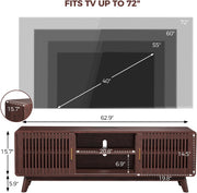 IRONCK 63'' TV Stand for TVs Up to 70", TV Console with 2 Sliding Doors, Red Walnut