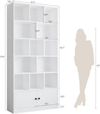 IRONCK Bookcase with Doors and Open Shelves for Home Office and Living Room | Hidden Storage, Heavy-Duty Shelves, Dust Protection, Minimalist Style