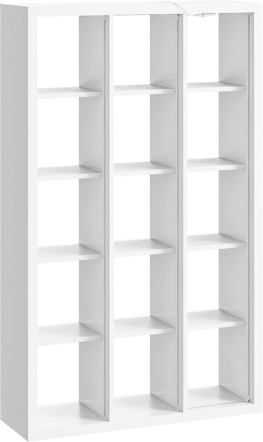 15-Cube Bookcase Organizer with LED Lights - 5-Tier Display Shelves, Versatile Use (White)