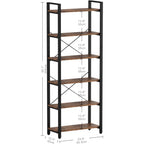 【HOT】Bookshelf 6-Tier Ladder Shelf Vintage Brown