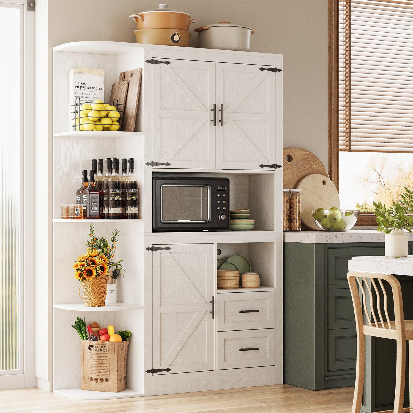 Storage Cabinet with Power Outlets, White