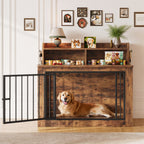 IRONCK Dog Crate Furniture – Wooden Dog  Crate Fuwith Storage Shelf