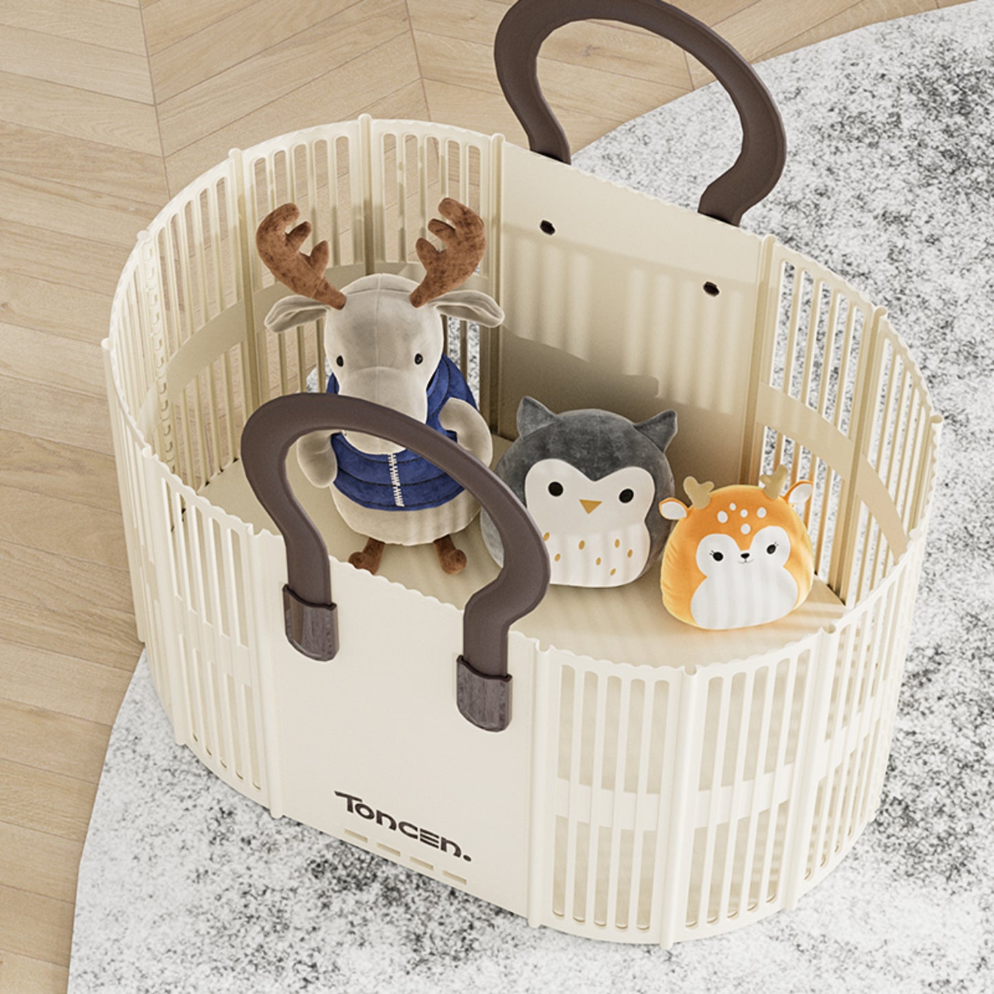 Foldable Toy Basket with Portable Handle