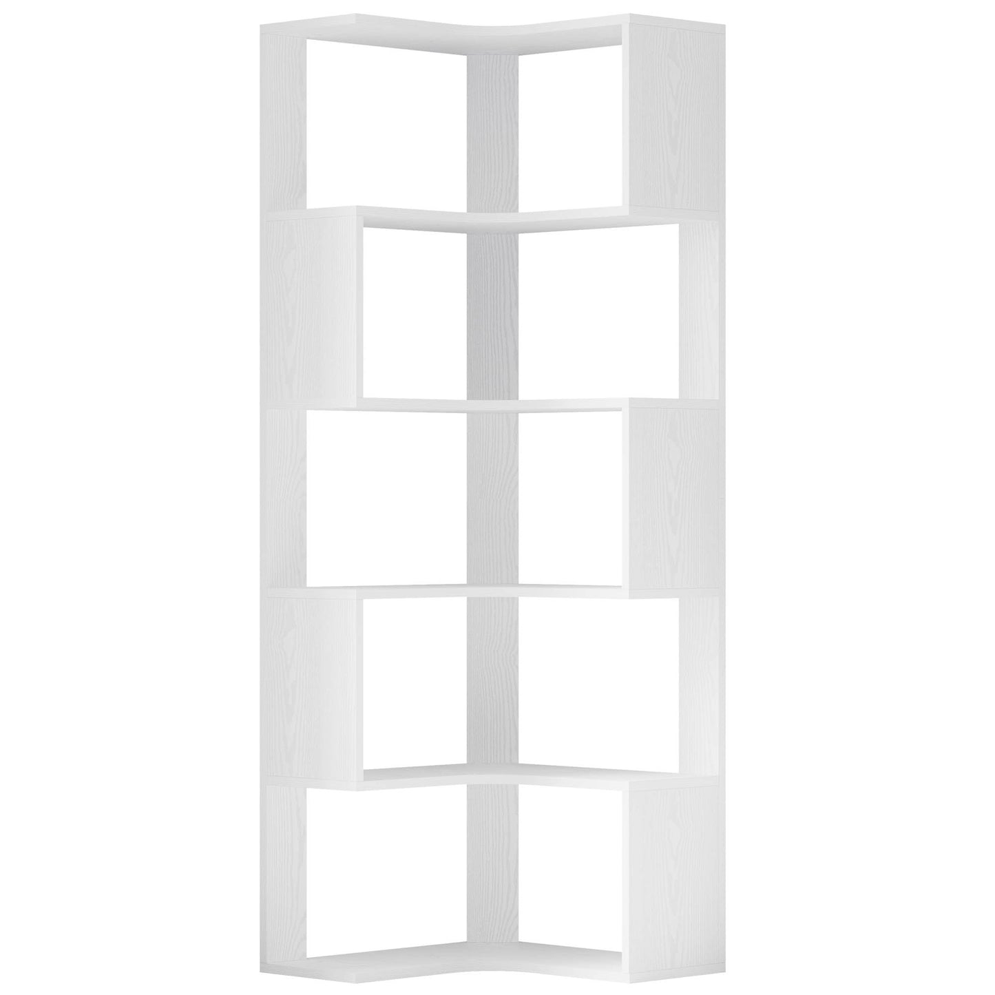 IRONCK 5-Tier Corner Bookcase, Modern L-Shaped Bookshelf