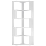 IRONCK 5-Tier Corner Bookcase, Modern L-Shaped Bookshelf