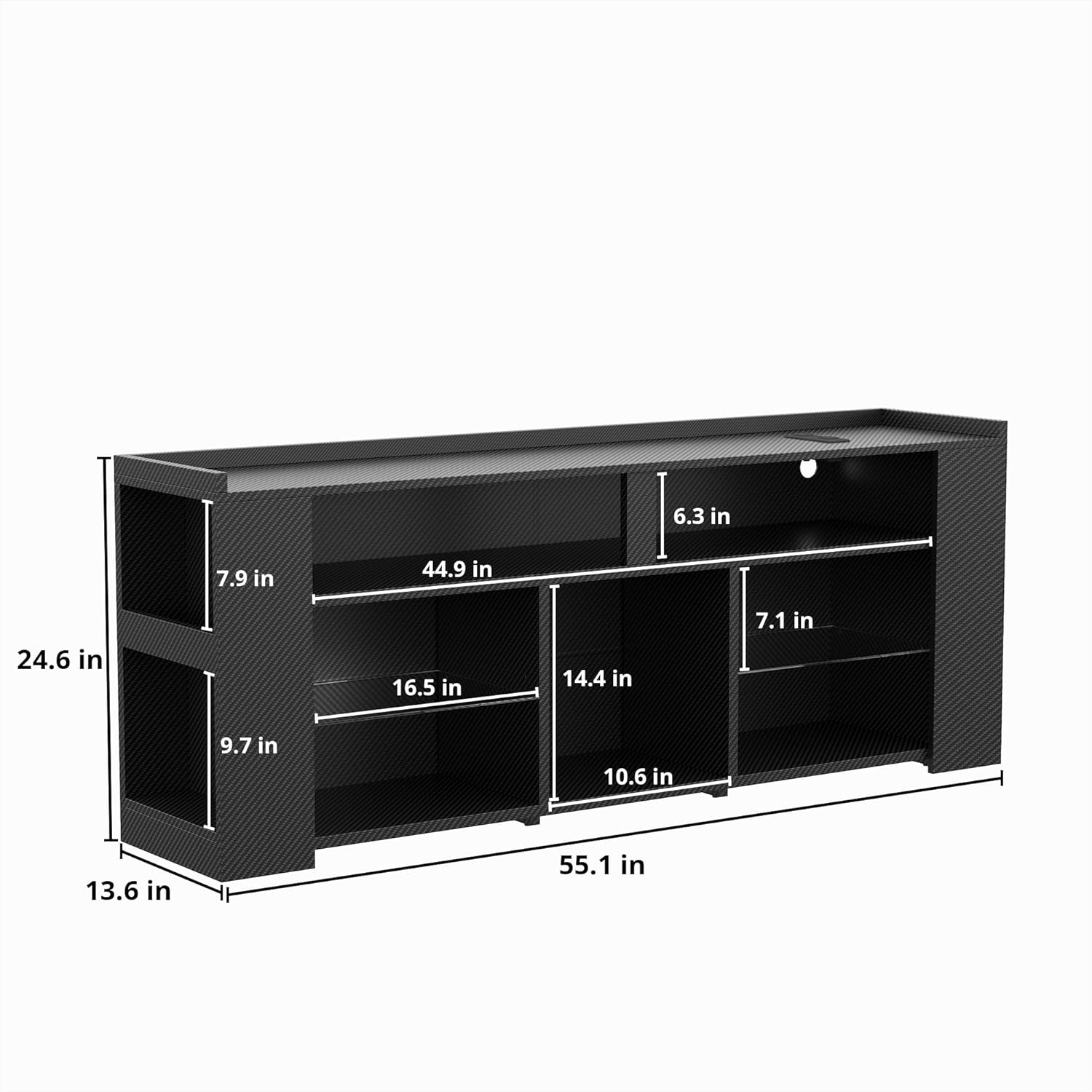 IRONCK Entertainment Center with Storage, 55 Inch Tall TV Stand with Power Outlet