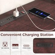 IRONCK 63'' TV Stand for TVs Up to 70", TV Console with 2 Sliding Doors, Red Walnut