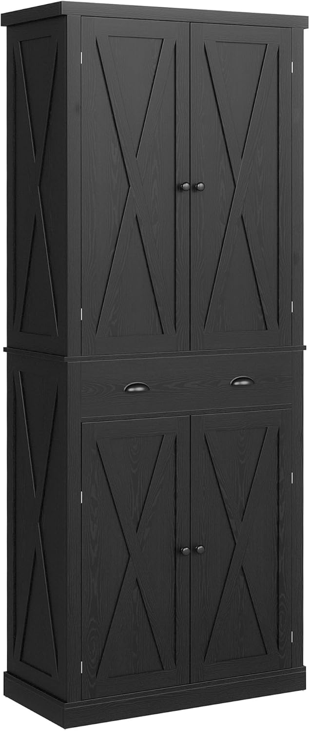IRONCK Kitchen Pantry Storage Cabinet 72.6" H, with Barn Doors, White