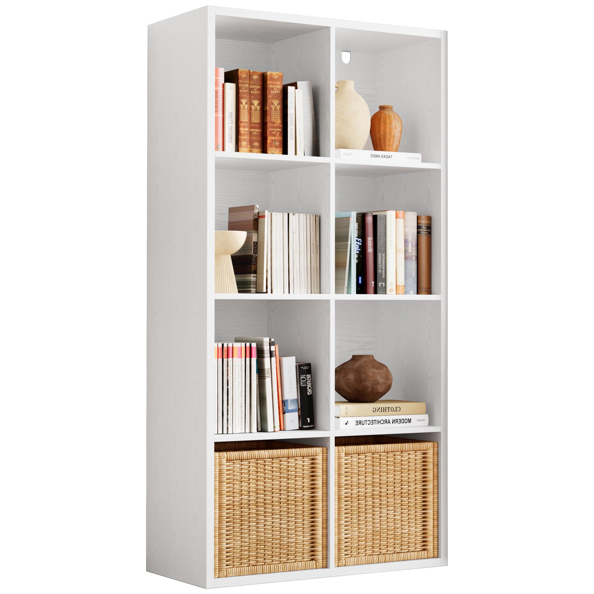 IROCNK 8-Cube Bookshelf, Horizontally & Vertically Reversible, Oak Brown