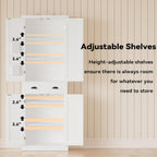 IRONCK Kitchen Pantry Storage Cabinet 72.6" H x 24" W, White | Freestanding Storage Cabinet with Barn Doors, Drawer, and 4 Adjustable Shelves for Laundry Rooms