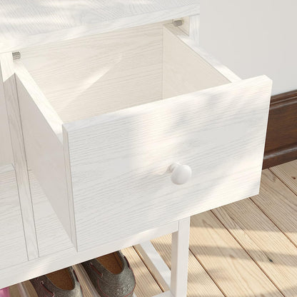 White Entryway Bench with Drawers