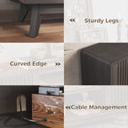 IRONCK Modern TV Stand with Charging Station, Grey Walnut