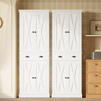 IRONCK Kitchen Pantry Storage Cabinet 72.6" H x 24" W, White | Freestanding Storage Cabinet with Barn Doors, Drawer, and 4 Adjustable Shelves for Laundry Rooms