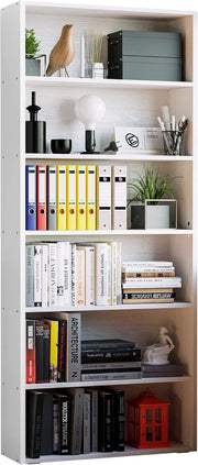 7 Furniture Bookshelves and Bookcases Floor Standing 6 Tiers, Industrial White
