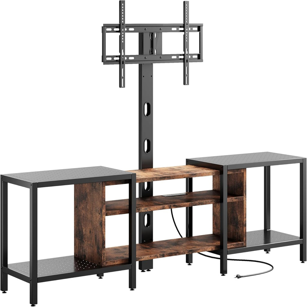 IRONCK 79 Inch TV Stand with Mount and Power Outlet, Black