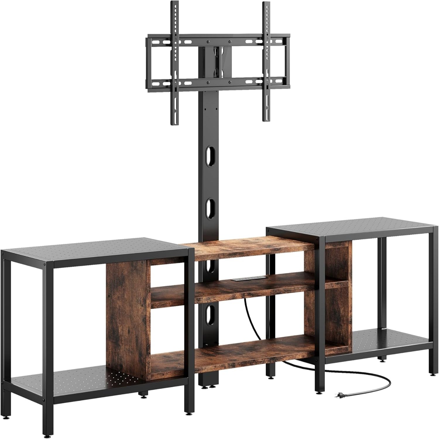 IRONCK 79 Inch TV Stand with Mount and Power Outlet, Black