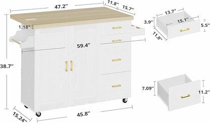 Rolling Kitchen Island Cart on Wheels