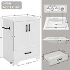 IRONCK 24" Wood Fixture Stand Bathroom Vanity with Sink, Easy Assembly