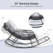 IRONCK Patio Rocking Chair with Cushion, Oversized Outdoor Rocking Chair, Gray