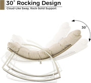 IRONCK Patio Rocking Chair, Outdoor Rocking Chair with Armrest and Cushion, Beige