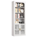 IRONCK 6-Tier Floor Standing Bookcase with Grille Doors, white