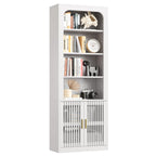 IRONCK 6-Tier Floor Standing Bookcase with Grille Doors, white