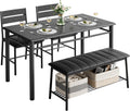 IRONCK Dining Table Set for 4, with Upholstered Bench and 2 Chairs