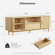 IRONCK Modern Fluted TV Stand for TVs Up to 80 inches, Oak