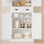 IRONCK Kitchen Pantry Storage Cabinet 72.6" H x 24" W, White | Freestanding Storage Cabinet with Barn Doors, Drawer, and 4 Adjustable Shelves for Laundry Rooms