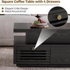 IRONCK Coffee Table with LED Light and Charging Station, 4 Storage Drawers