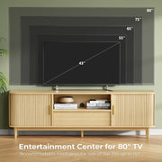 IRONCK Modern Fluted TV Stand for TVs Up to 80 inches, Oak