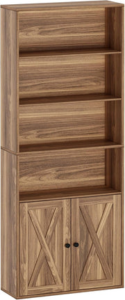 IRONCK Industrial 70 in Bookshelves and Bookcases with Doors Floor Standing 6 Shelf, Charcoal Grey