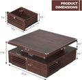 IRONCK Coffee Table with LED Light and Charging Station, 4 Storage Drawers