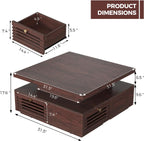 IRONCK Coffee Table with LED Light and Charging Station, 4 Storage Drawers