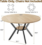 IRONCK Round Dining Table for 4, 43" Farmhouse Kitchen Table with Storage