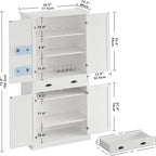 IRONCK Kitchen Pantry Storage Cabinet 72.6" H, with Barn Doors, White