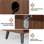 IRONCK Large Record Player Stand 55" with Charging Station, Brown