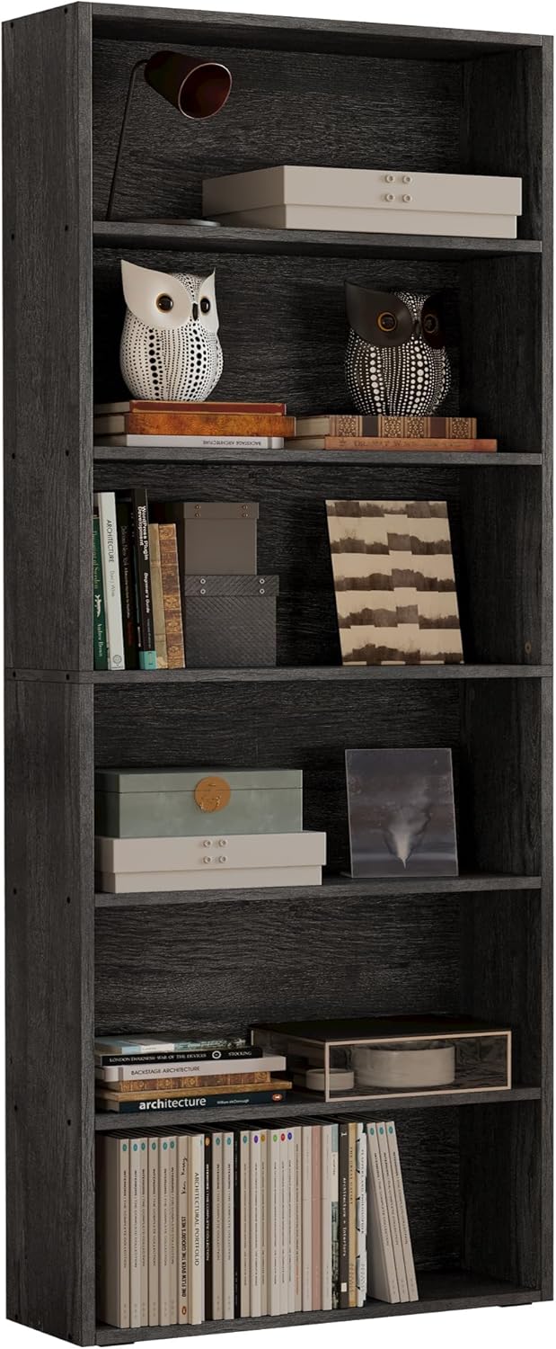 7 Furniture Bookshelves and Bookcases Floor Standing 6 Tiers, Industrial White