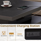 IRONCK Coffee Table with LED Light and Charging Station, 4 Storage Drawers
