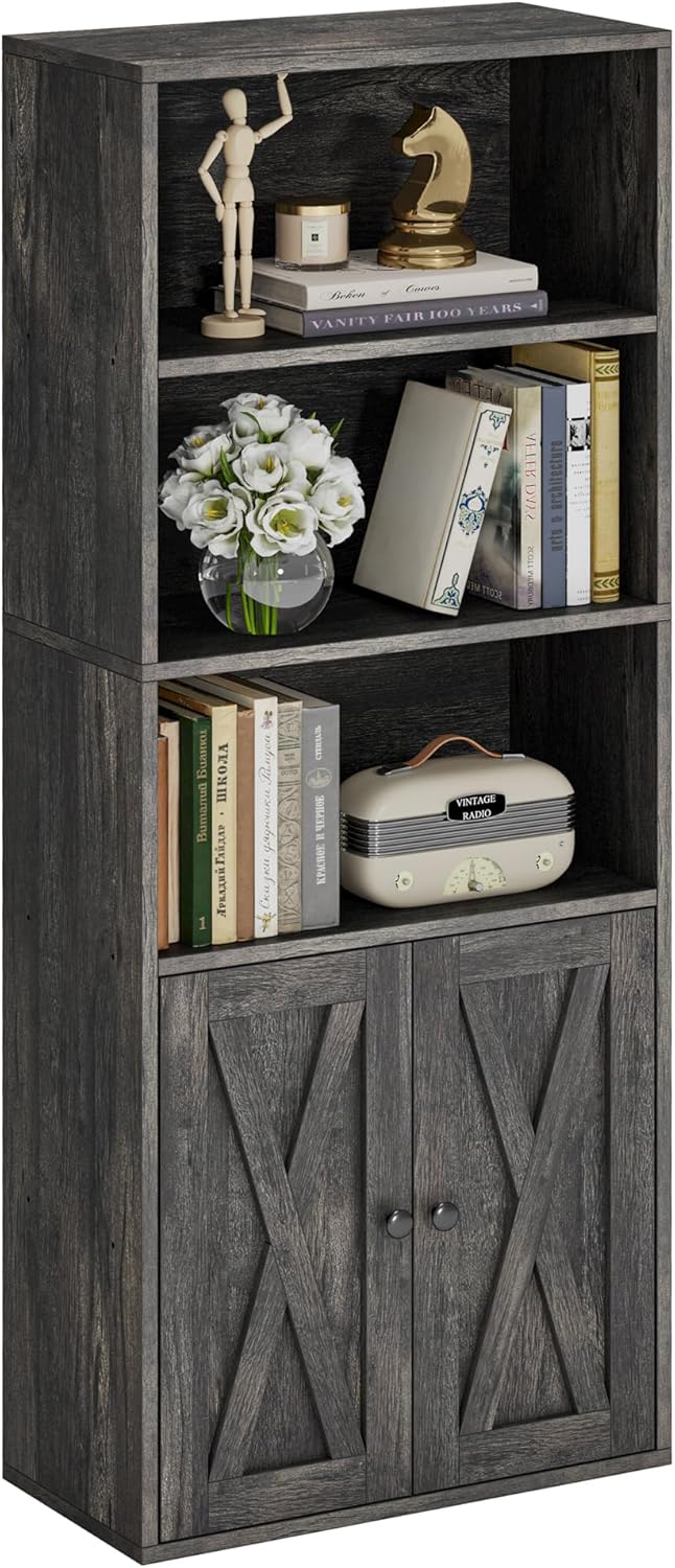 IRONCK 5 Shelf Industrial Bookshelves and Bookcases with Doors