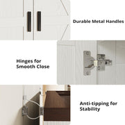 IRONCK 71" Tall Kitchen Pantry Cabinet with Microwave Shelf, White