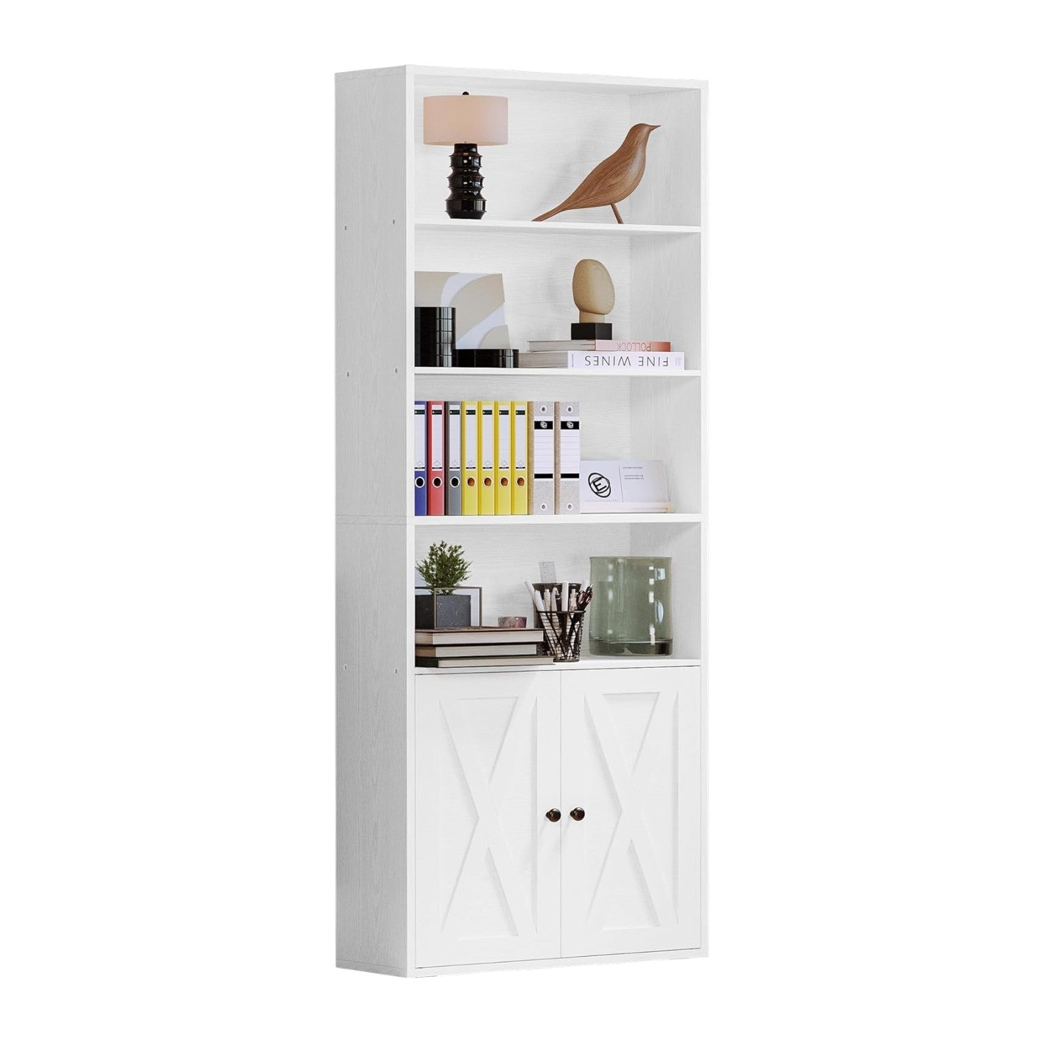 IRONCK Industrial 70 in 6 Shelf Bookcases with Doors Floor Standing