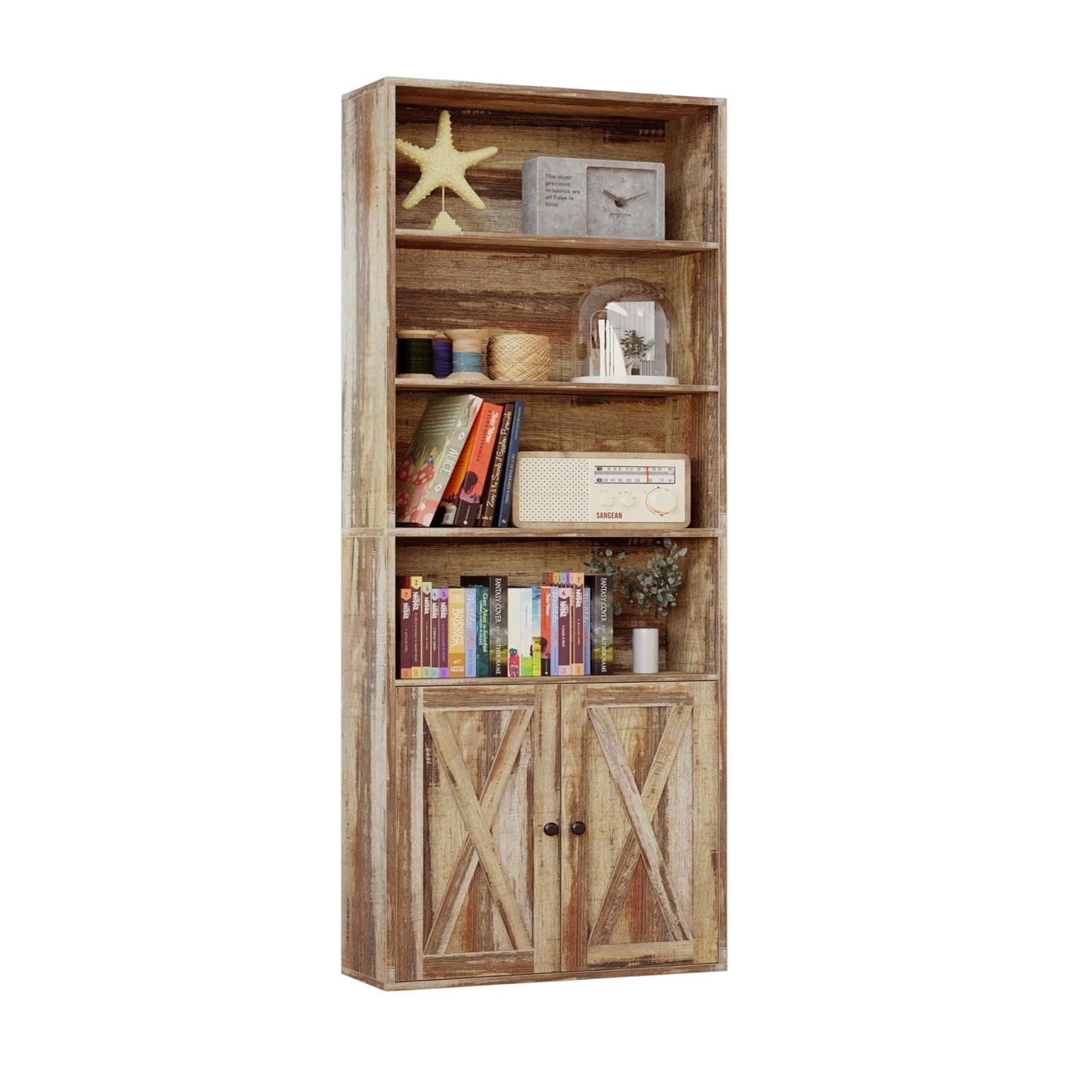 IRONCK 6 Shelf Industrial Bookshelves and Bookcases with Doors