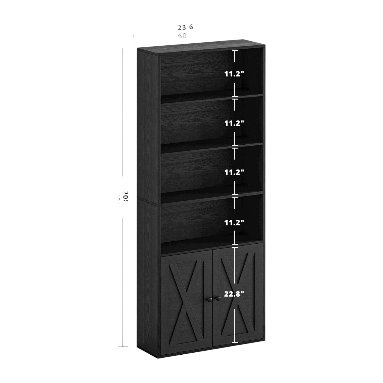 IRONCK 70 in Tall Industrial Bookshelves and Bookcases with Doors, black