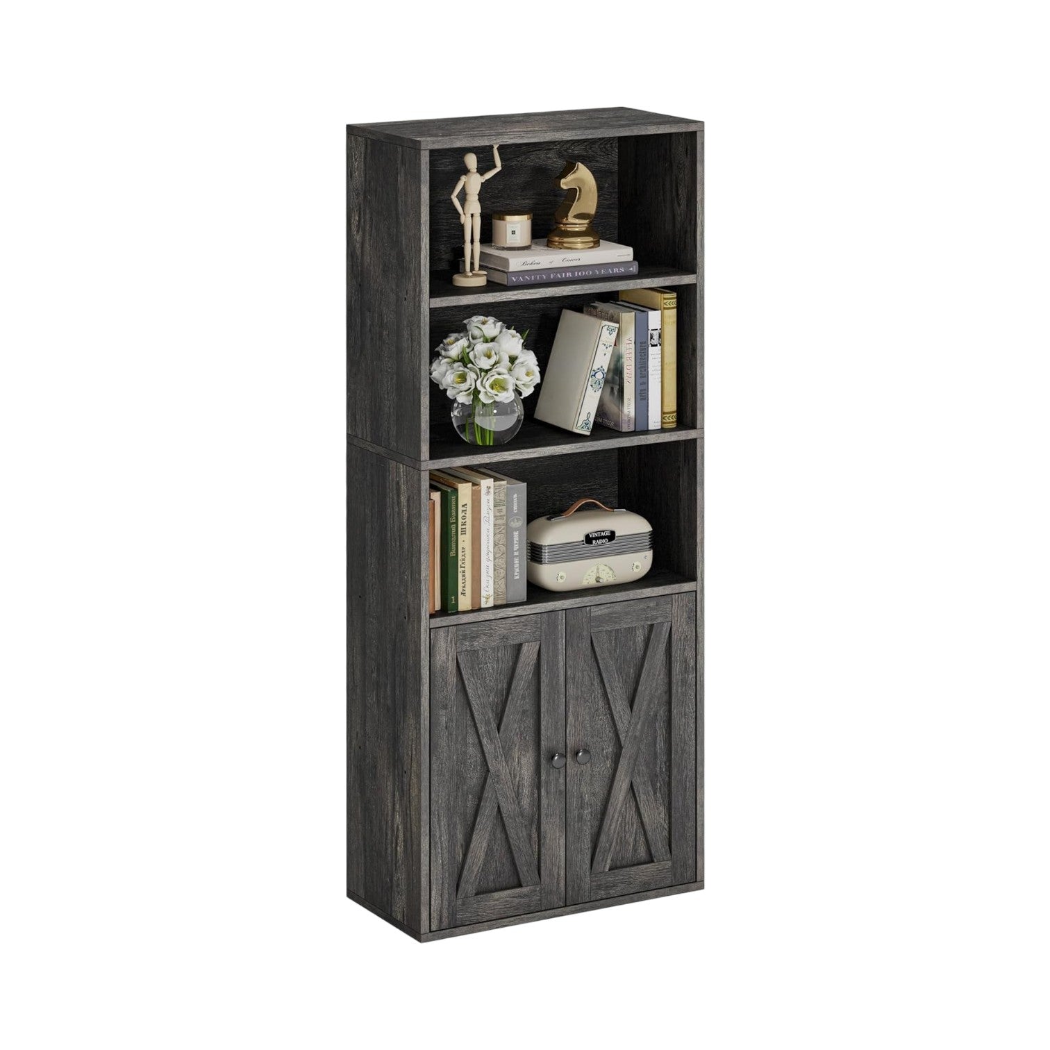 IRONCK 5 Shelf Industrial Bookshelves and Bookcases with Doors