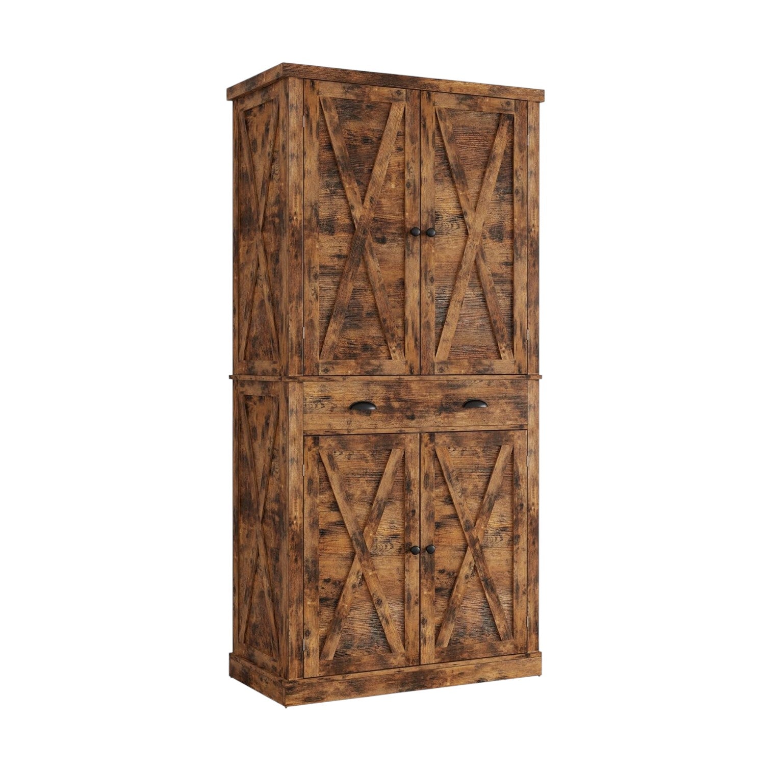 IRONCK Kitchen Pantry Storage Cabinet 72.6" H, with Barn Doors, White