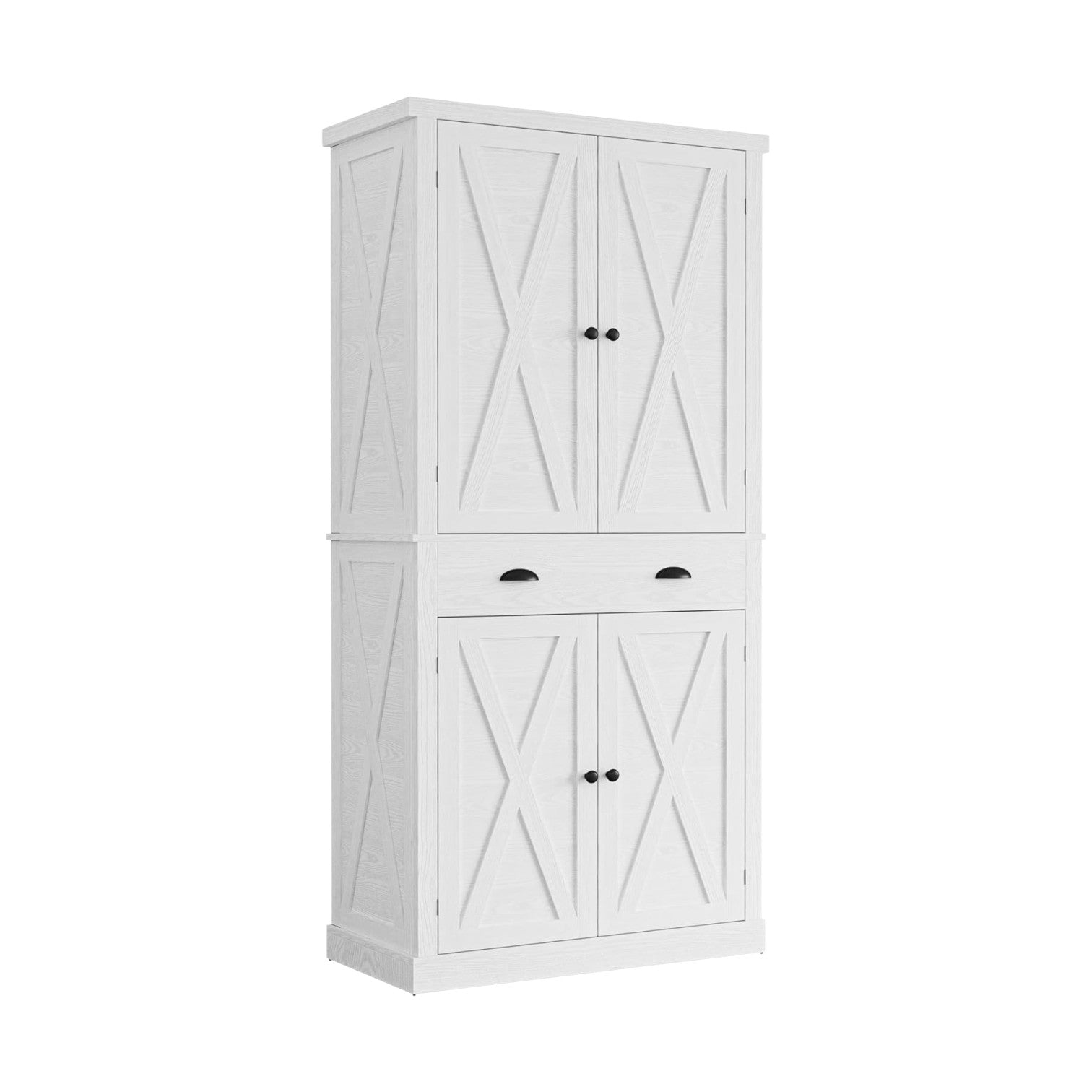 IRONCK Kitchen Pantry Storage Cabinet 72.6" H, with Barn Doors, White